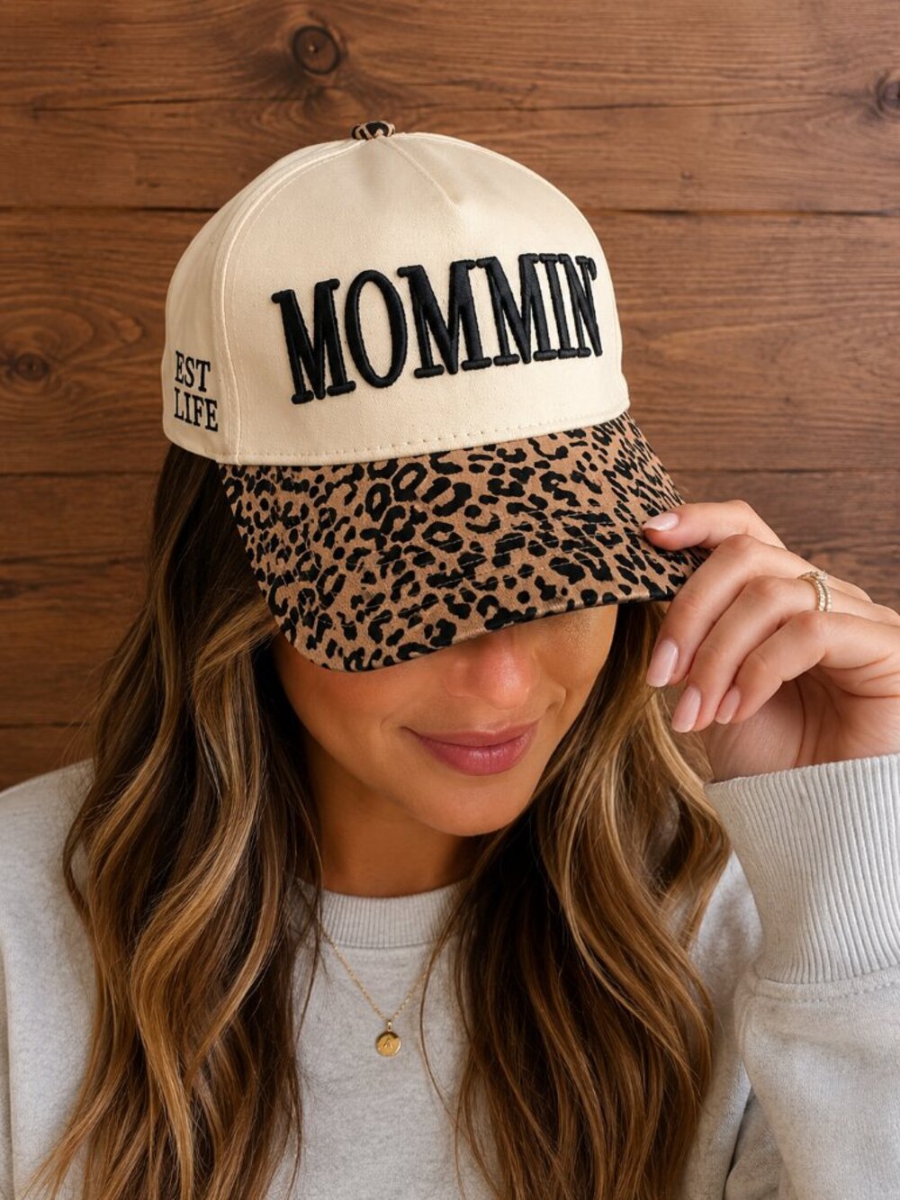 Mommin Leopard Print Trucker Hat | 3D Embroidered Adjustable Baseball Cap